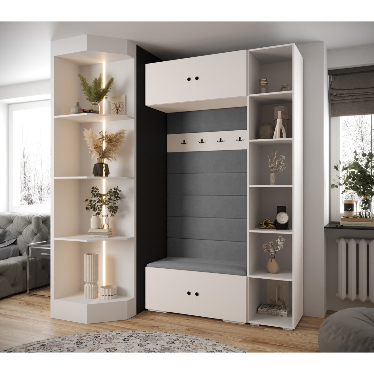 Garderoba do przedpokoju INOVA 2 Z20 biały+czarny+manila16