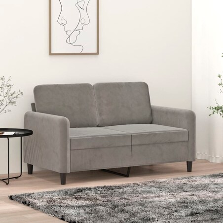 vidaXL Sofa 2-osobowa, jasnoszara, 120 cm, tapicerowana aksamitem