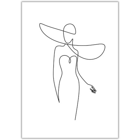 plakat line art woman in dress 4 50x70 cm