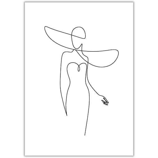 plakat line art woman in dress 4 50x70 cm