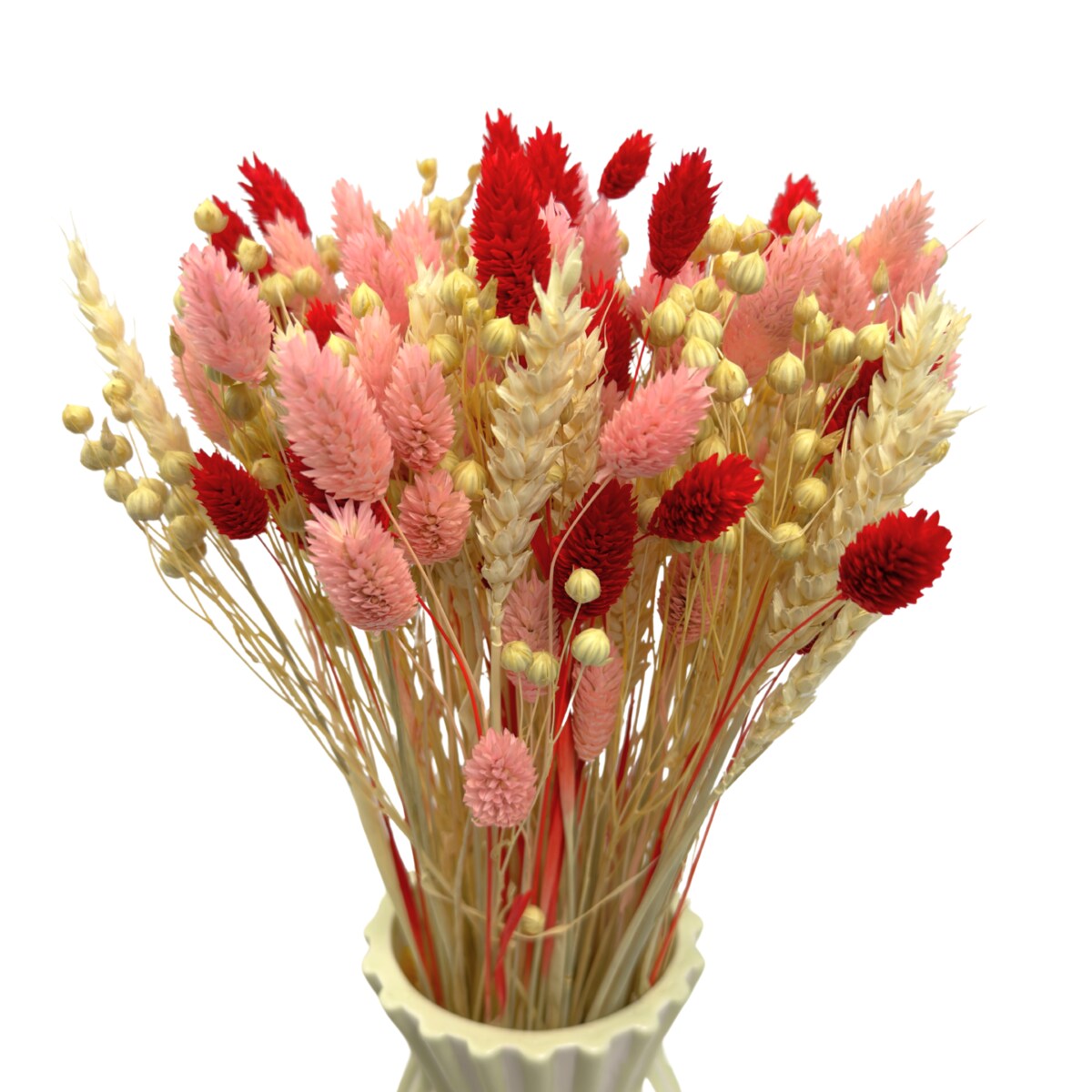 Bukiet suszonych kwiatów Red&Pink - pszenica, len , phalaris