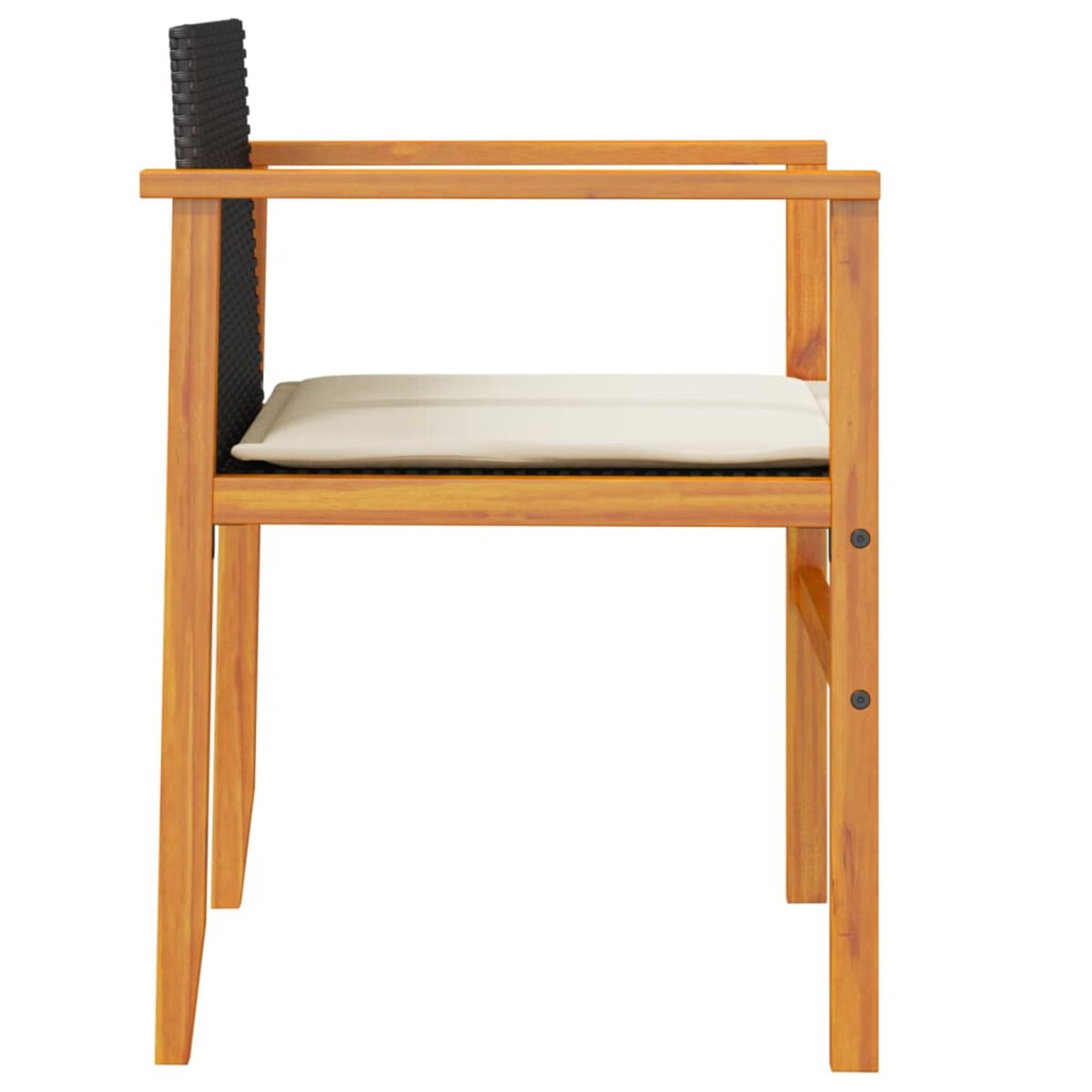 vidaXL Krzesła ogrodowe, 2 szt., poduszki, czarne, polirattan i drewno