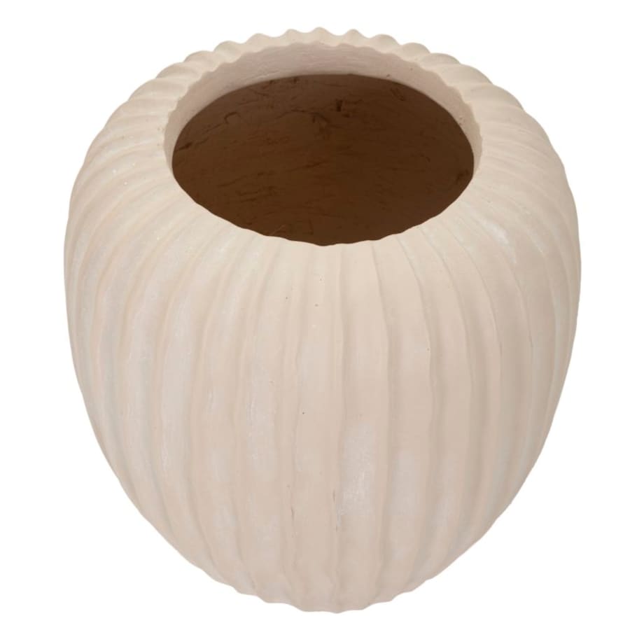 Osłonka dekoracyjna Mist, kolor kremowy, tlenek magnezu (MgO), 26,5 x 26,5 x 26 cm, na doniczkę do salonu, Mauro Ferretti