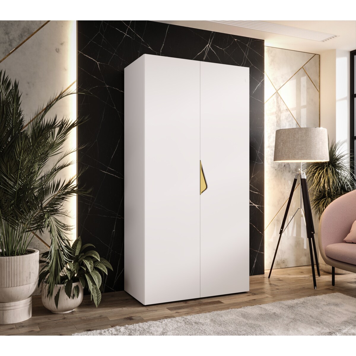 Szafa uchylna Sandi 1 100 wys 202 cm Biały + u Złoty