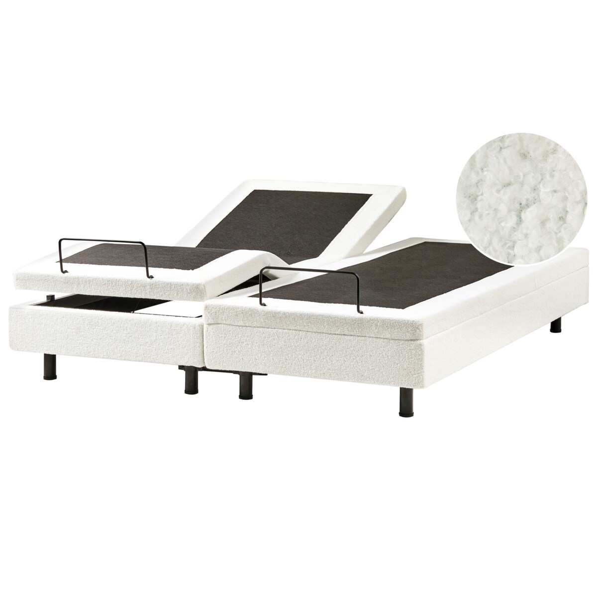 Łóżko regulowane bez zagłówka Boucle DUKE 180 x 200 cm Złamana biel