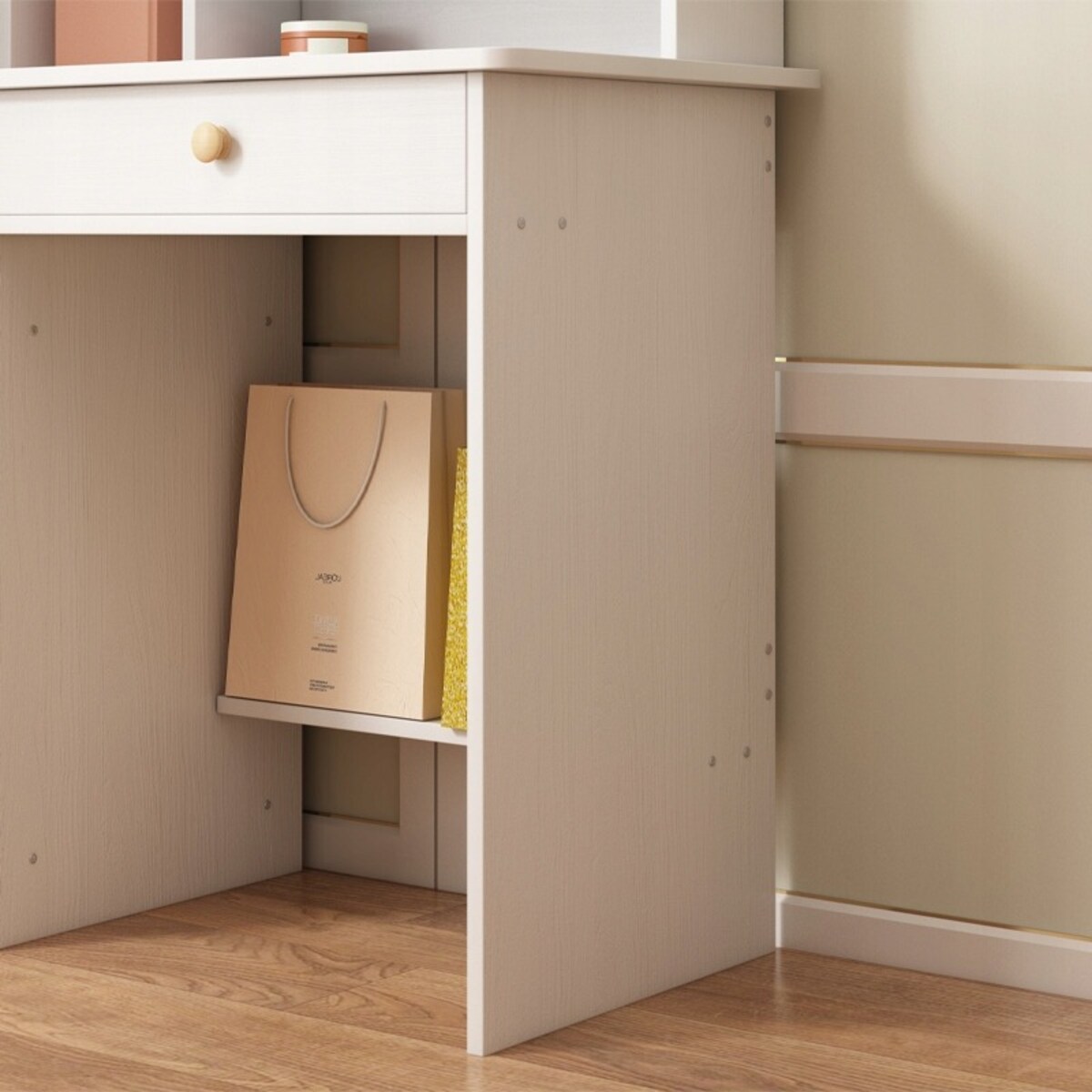 Toaletka z lustrem z szufladami biała glamour styl skandynawski