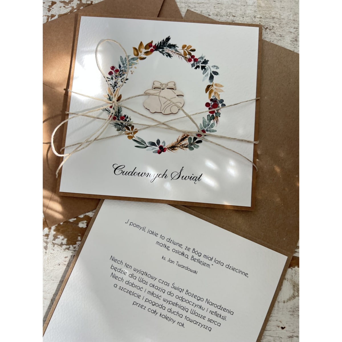 Wyjątkowa ręcznie robiona kartka świąteczna na Boże Narodzenie