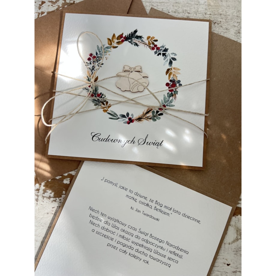 Wyjątkowa ręcznie robiona kartka świąteczna na Boże Narodzenie
