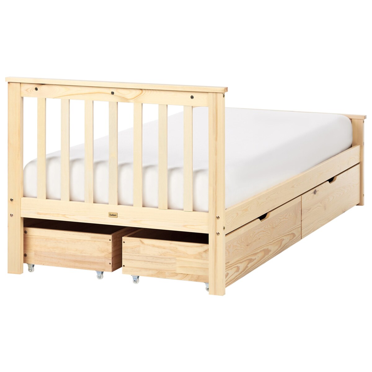 Łóżko ze schowkiem OLENDON 90 x 200 cm Z miejscem do przechowywania Drewno Jasne drewno