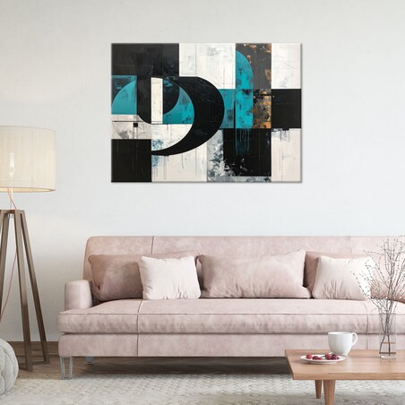 Obraz do salonu sypialni biura, Geometryczne kształty abstrakcja turkusowy