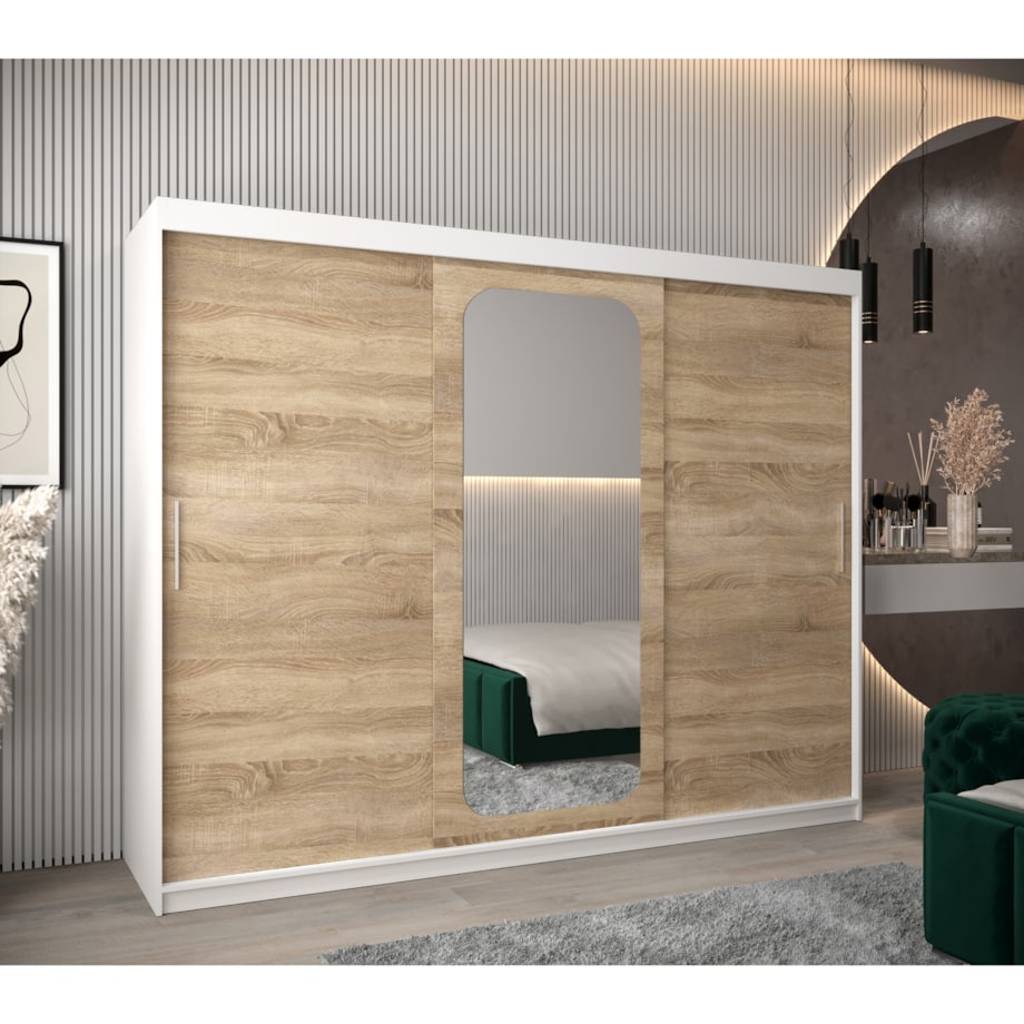 Szafa przesuwna Garderoba PROMO T2 250 biały/sonoma