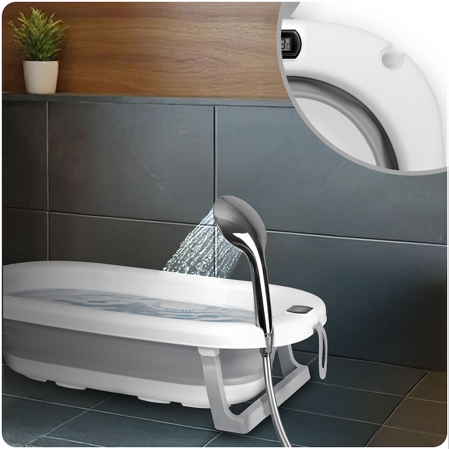 Wanienka składana dla dziecka niemowląt Ricokids termometr LCD poduszka + stojak