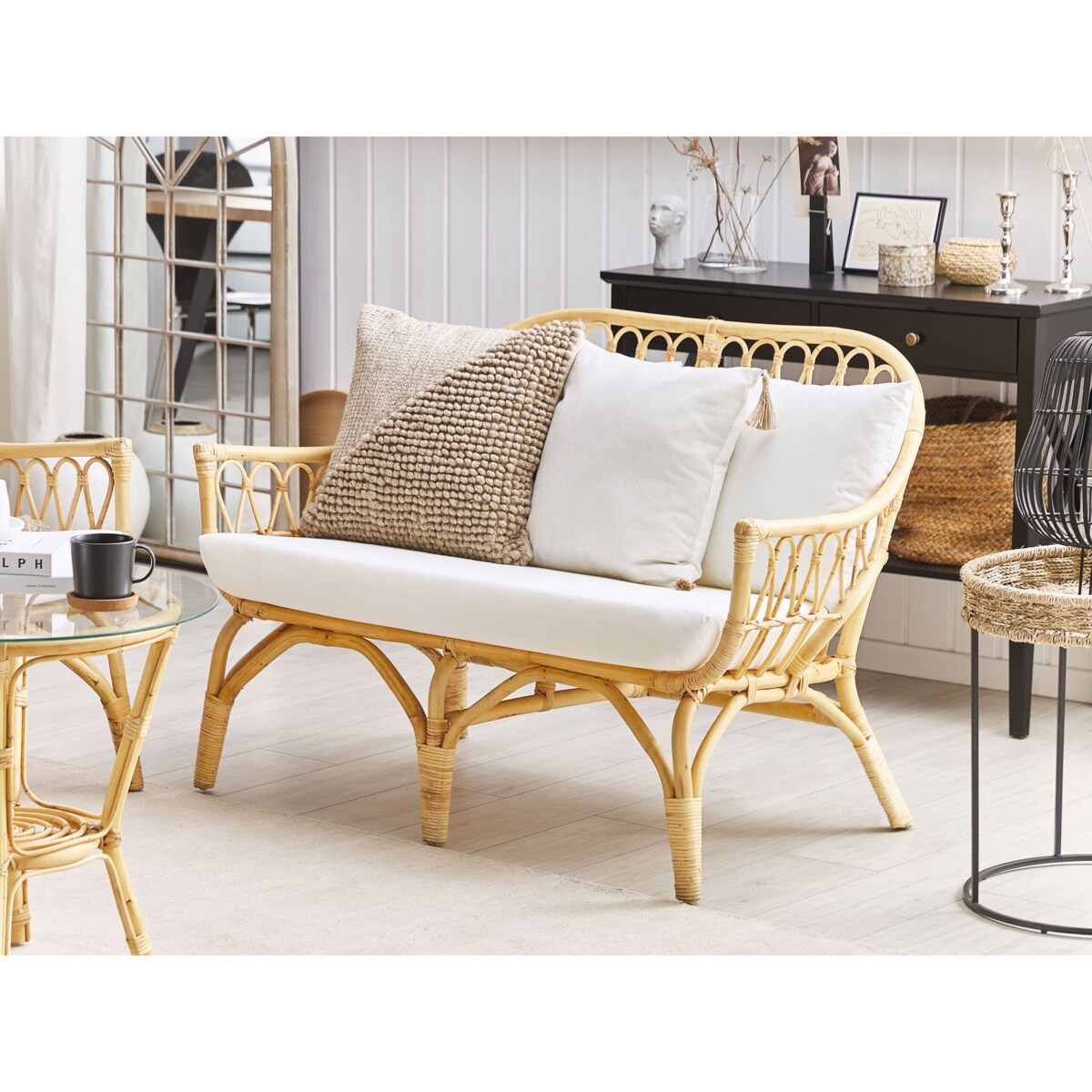 Zestaw ogrodowy rattanowy 4-osobowy naturalny SIBARI