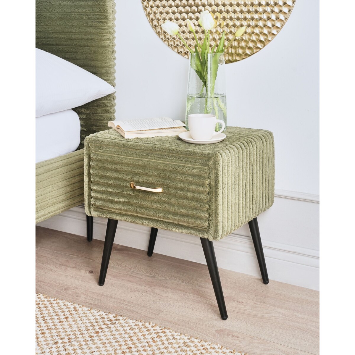 Szafka nocna FLAYAT Sztruks Zielony