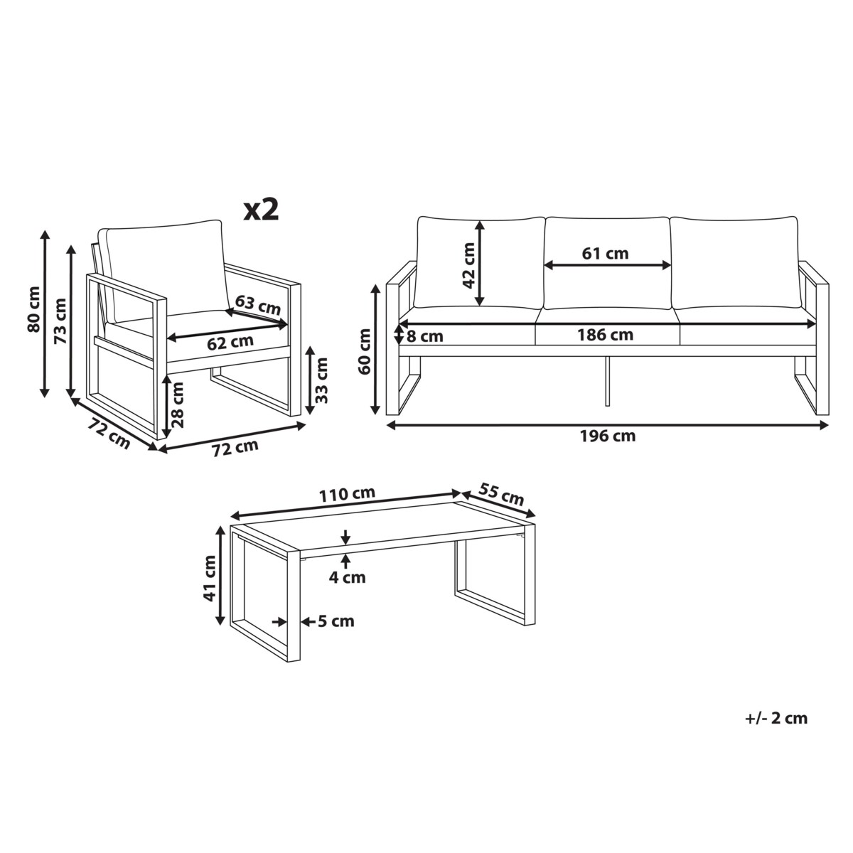 Zestaw ogrodowy ze stolikiem dla 5 osób GELSO Metal Ciemnoszary