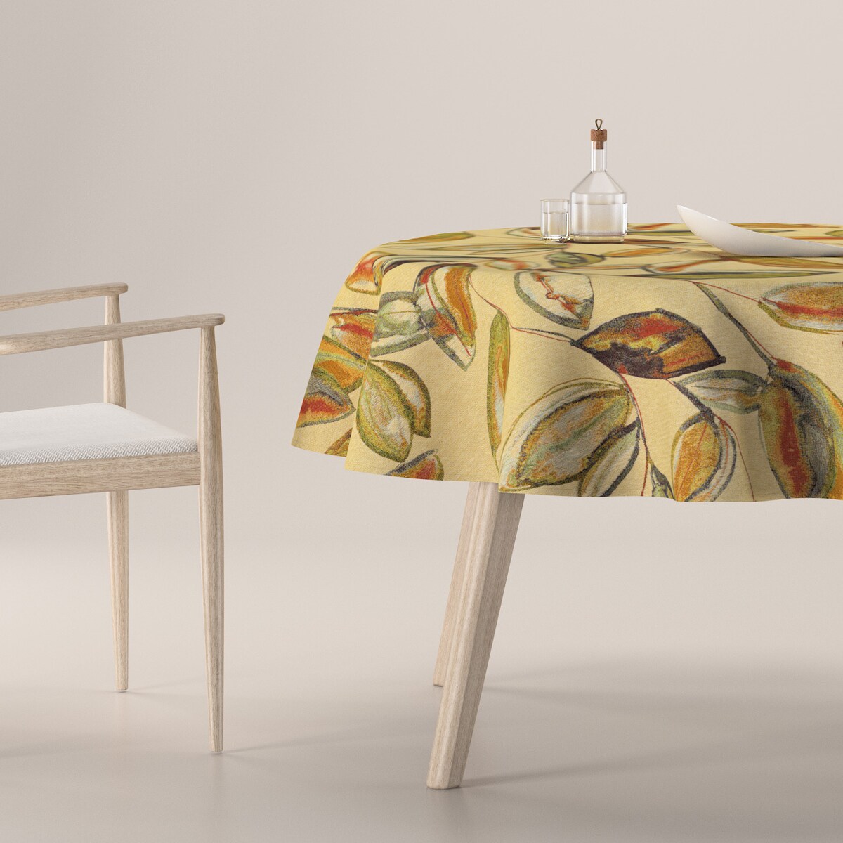 Obrus okrągły 160 x 160 cm kolorowe liście