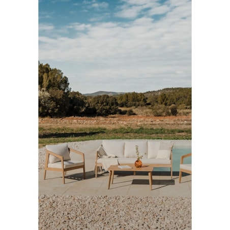 Zestaw ogrodowy: sofa, 2 fotele i stolik z drewna akacjowego Kaela