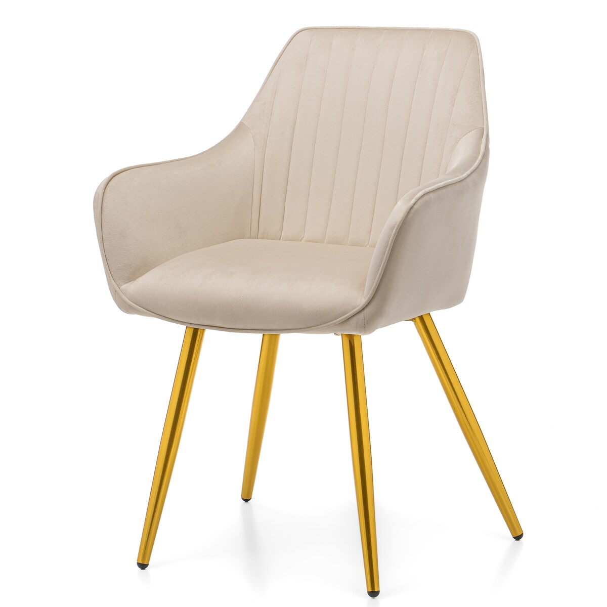 Krzesło tapicerowane pikowane welurowe do salonu jadalni nowoczesne PASSO beżowe złota noga