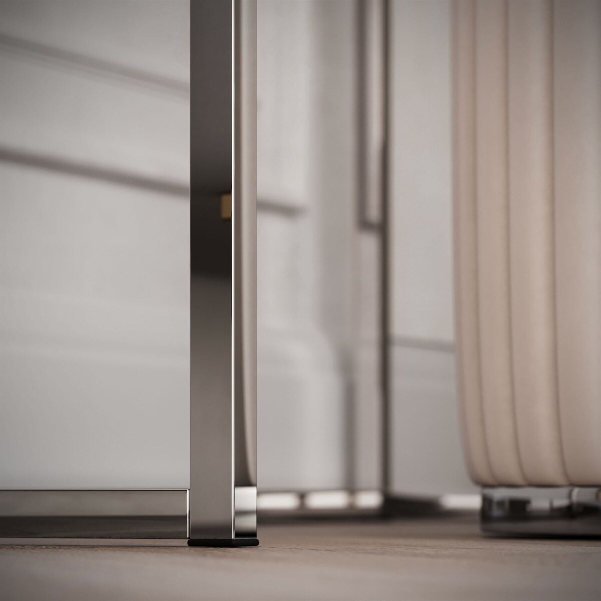 Toaletka kosmetyczna QUINNIE KASZMIR z lustrem LED chrom, lewa, uchwyt biały kryształ