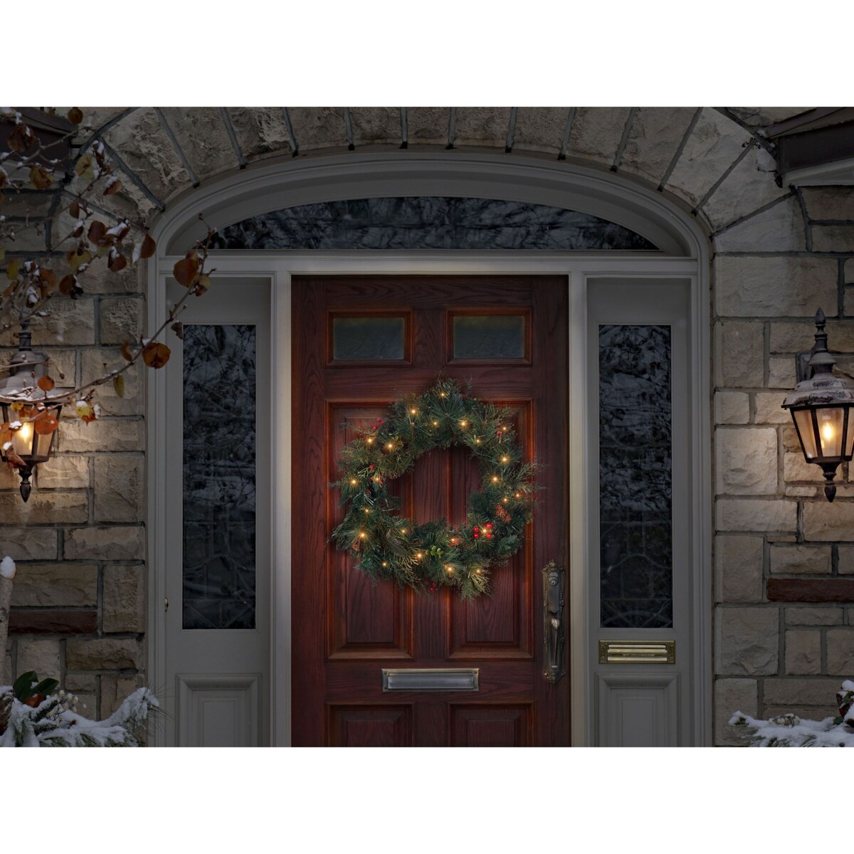 Wianek świąteczny ze światełkami 60 cm zielony ELBRUS