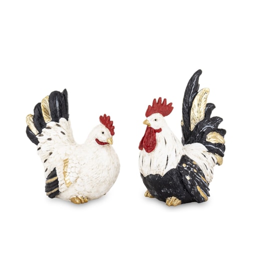 Dekoracja - kolorowa KURA I KOGUT 17x8x13 i 14x7,5x13 cm PLOMFEE - 2