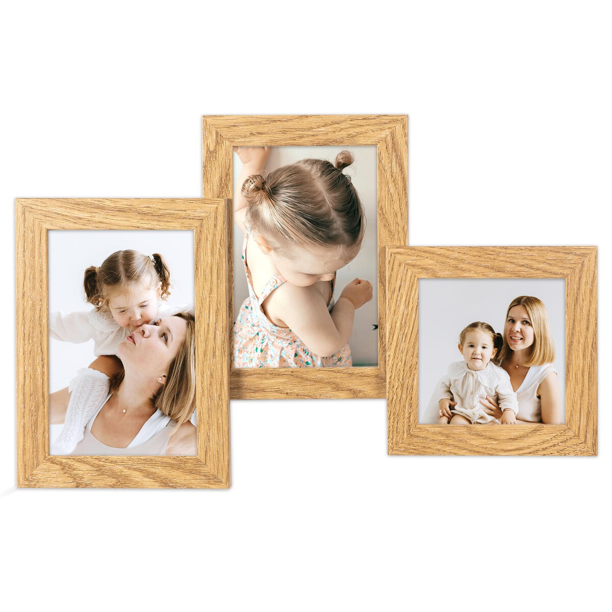 Multirama ramka na zdjęcia. W kolorze dębowym multirama na trzy zdjęcia 10x15 cm 10x10 cm Ramka na zdjęcia 3 w 1 MULTI HEN 4 FRAMAI®