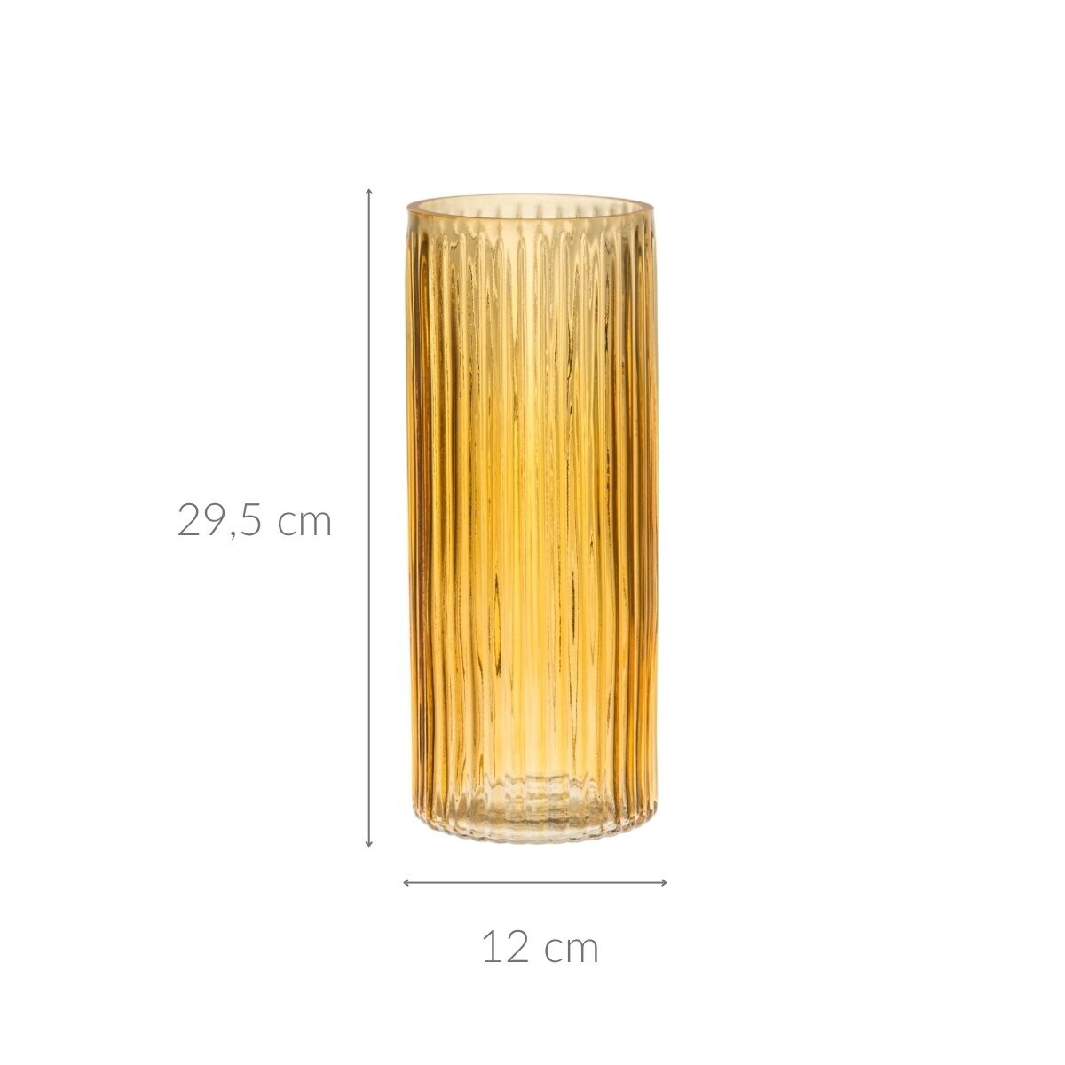 Wazon szklany prążkowany RIPIGITA - II 29,5x12 cm żółty