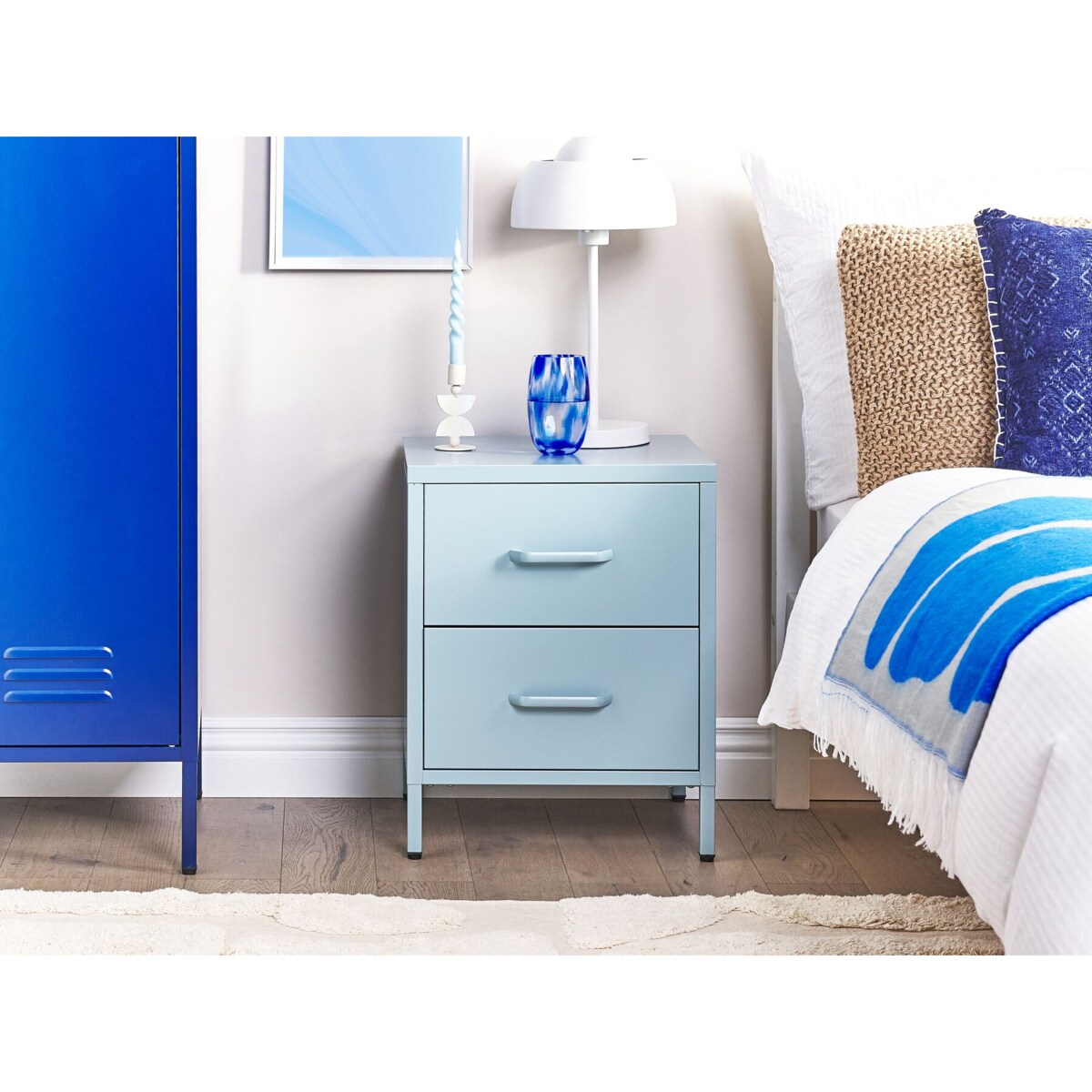 Szafka nocna metalowa jasnoniebieska MALAVI