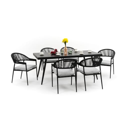 Zestaw mebli ogrodowych aluminiowe nowoczesne BELIZE czarno szare