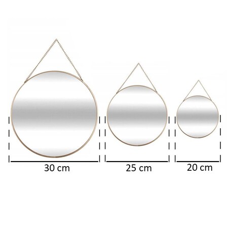 Lustra wiszące o okrągłym kształcie, komplet trzech zwierciadeł ozdobnych