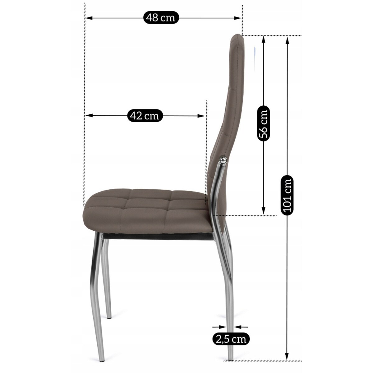 Krzesło Tapicerowane Kuchenne Do Jadalni Kuchni Salonu Szare Ekoskóra MOLLY