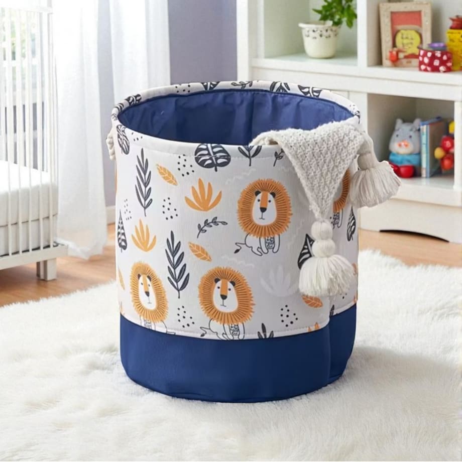 Pojemnik na zabawki kosz, worek na pranie, organizer lwy 40x35cm OR115