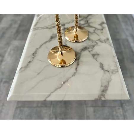 nowoczesna konsola złota nowojorska Diament z kamiennym blatem marmurowym 150x45x75 Premium glamour / w połysku