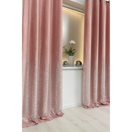 zasłona welurowa "srebrna mgła" 140x270 cm na taśmie brudny róż