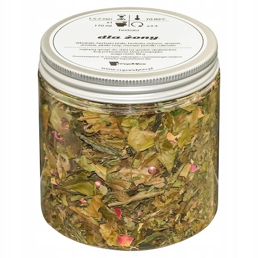 Herbata biała sypana DLA ŻONY o smaku ananasowo-kokosowym PREMIUM Cup&You - herbata liściasta sypana mieszanka napar susz - gotowa na prezent upominek