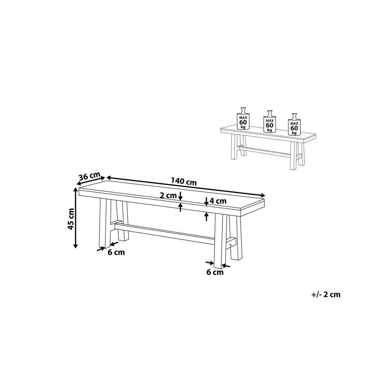 Ławka ogrodowa 140 cm drewniana czarna SCANIA
