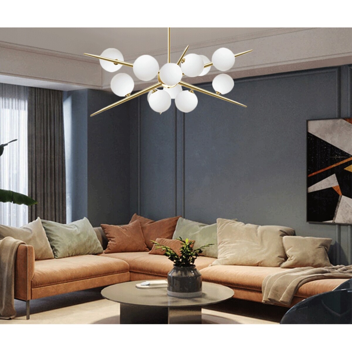 Lampa Wisząca Sufitowa Złota Szklane Kule 12 G9
