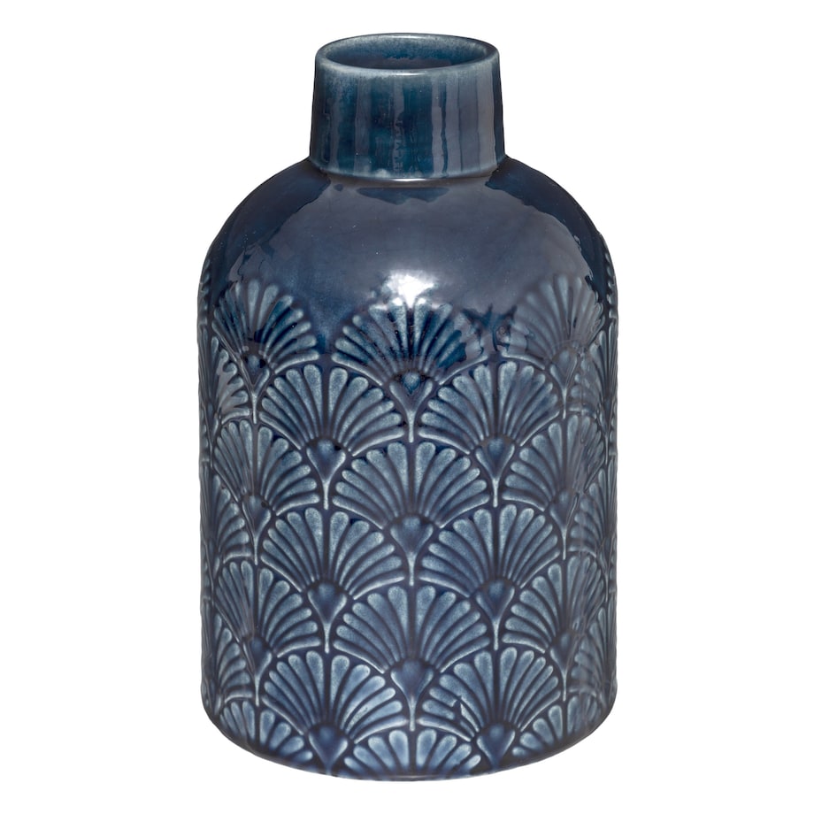 Wazon ceramiczny ze zdobieniem 21x12,5x12,5 cm VINTAGE granatowy