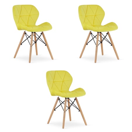 Krzesło Do Jadalni Kuchni Salonu Lago Aksamit - Żółte X 3