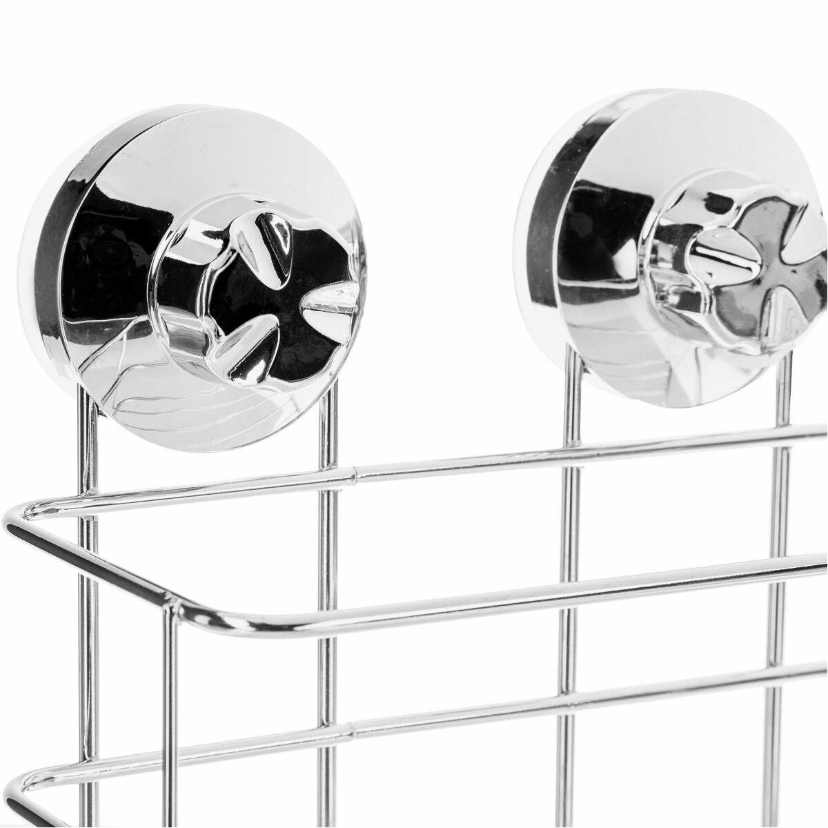 Półka łazienkowa, wisząca na przyssawki, stal chromowana, wysoka