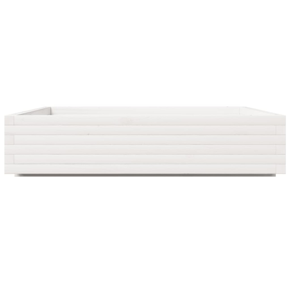 vidaXL Donica ogrodowa, biała, 110x110x26,5 cm, lite drewno sosnowe