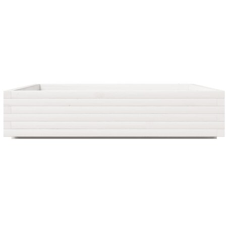 vidaXL Donica ogrodowa, biała, 110x110x26,5 cm, lite drewno sosnowe