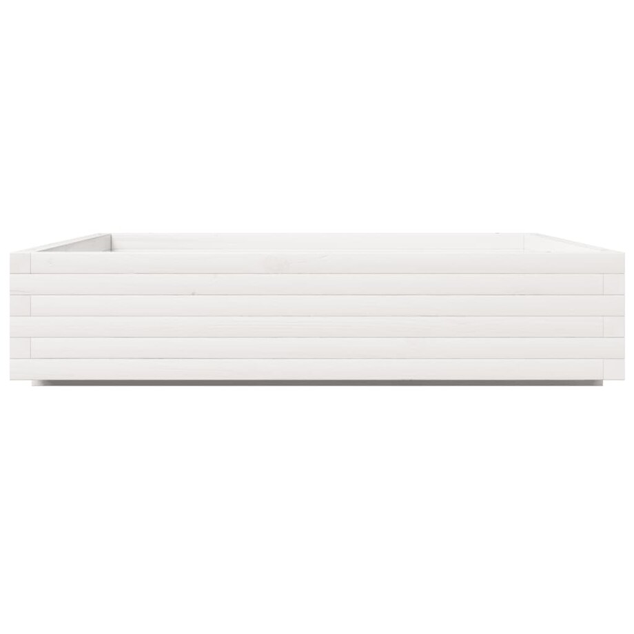 vidaXL Donica ogrodowa, biała, 110x110x26,5 cm, lite drewno sosnowe