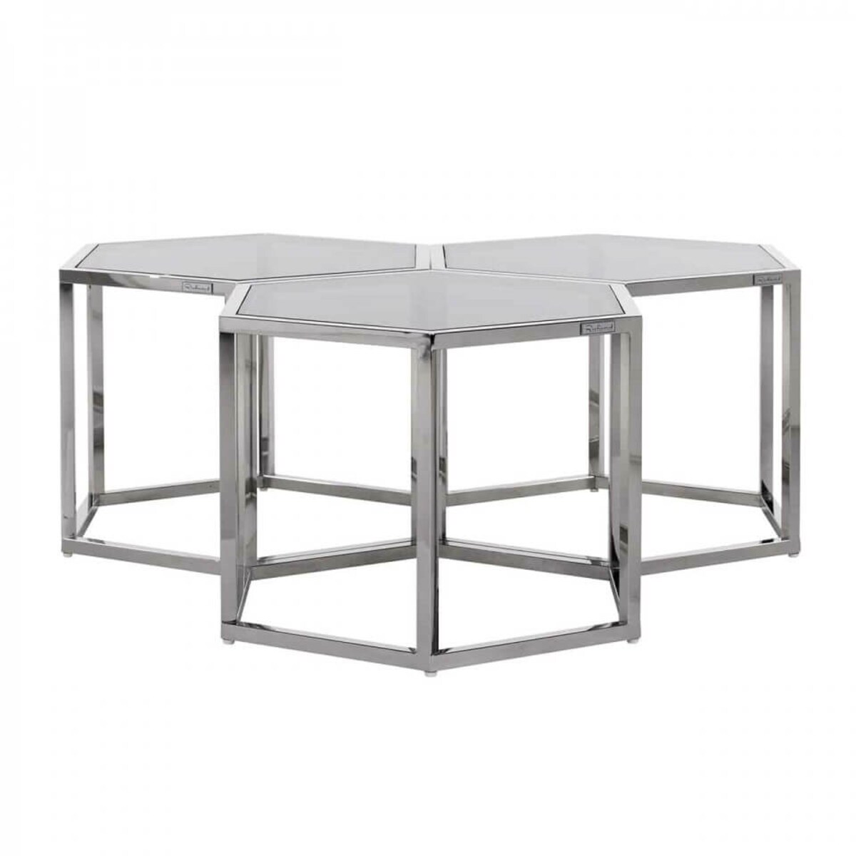 Szklany stolik kawowy Penta 9460 Richmond Interiors plaster miodu glamour srebrny
