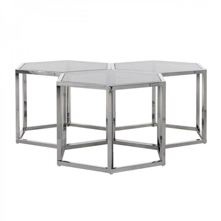 Szklany stolik kawowy Penta 9460 Richmond Interiors plaster miodu glamour srebrny
