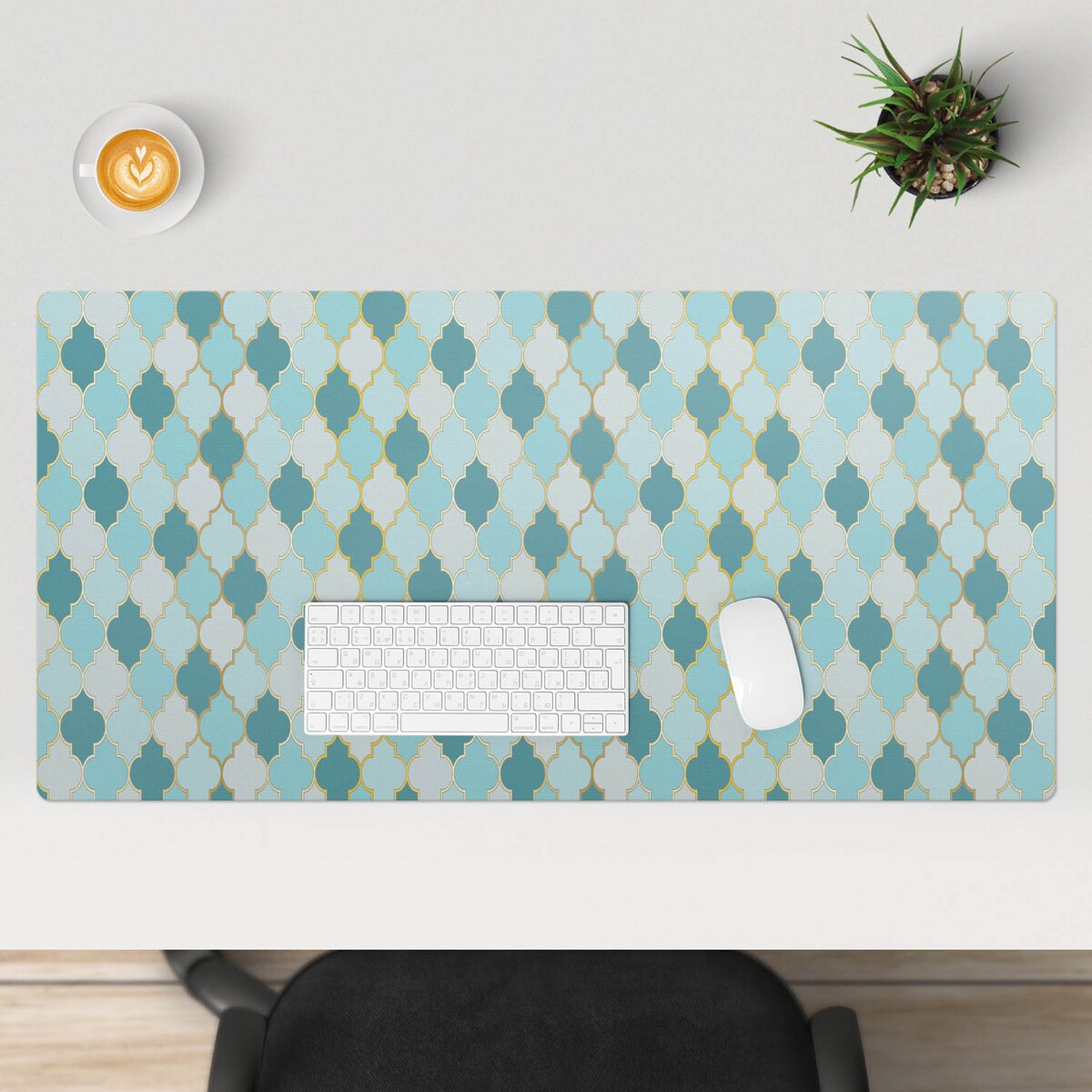 Turkusowa mata na biurko Marokańska mozaika, 100x50 cm