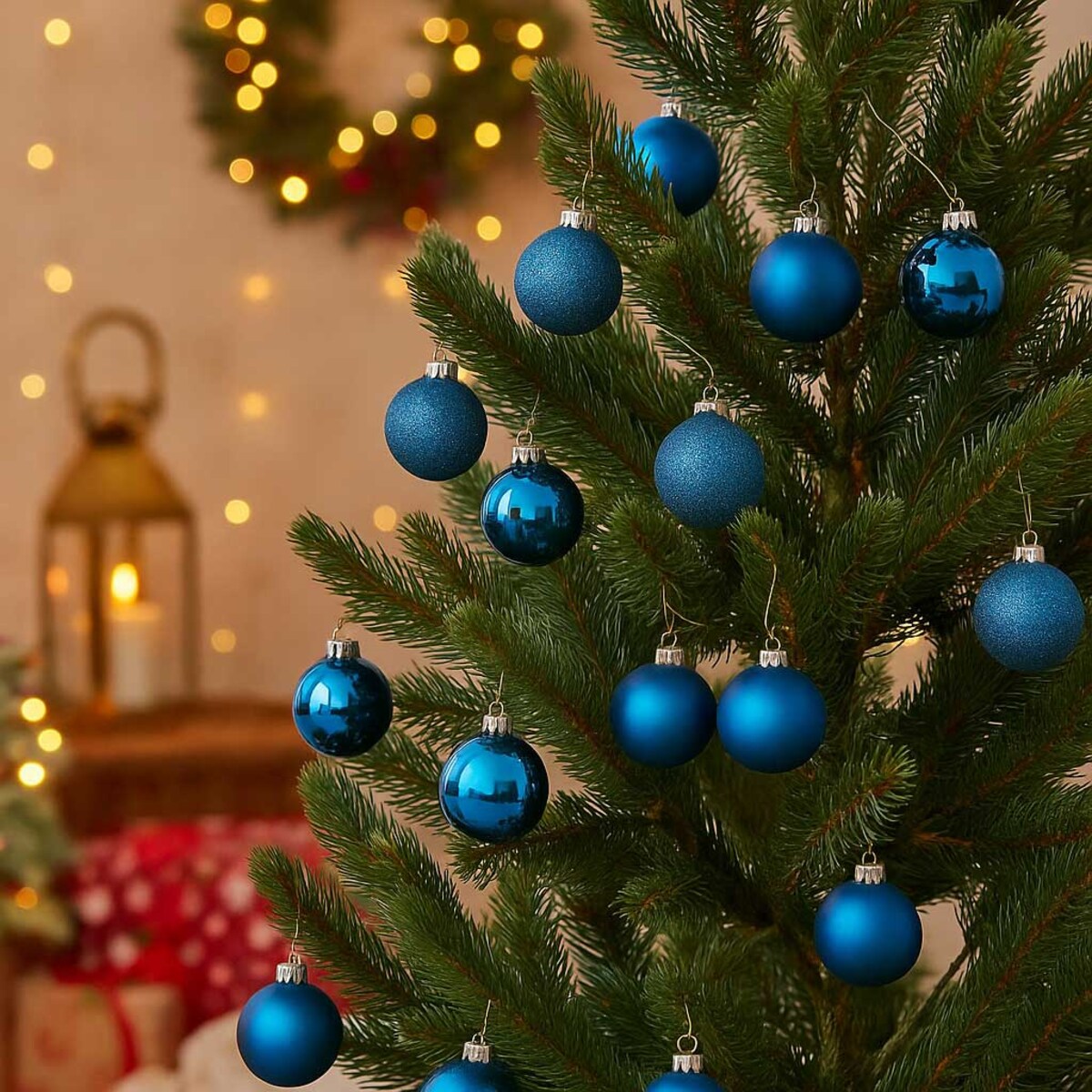 Szklane bombki świąteczne Ø
 8 cm, 16 szt., niebieskie