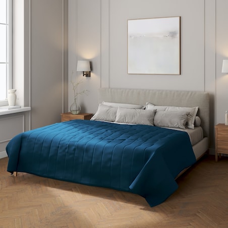 Narzuta pikowana w pasy 130x210 ocean blue (morski niebieski)