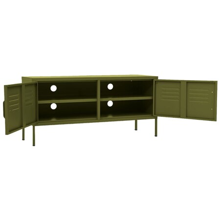 vidaXL Szafka pod telewizor, oliwkowa, 105x35x50 cm, stalowa