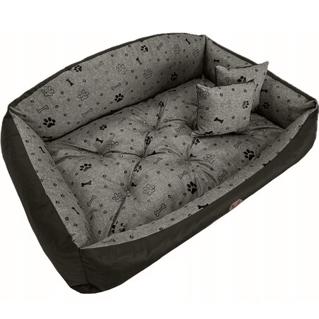 Legowisko Dla Psa Kanapa Posłanie Muszla 130X105 Cm Wodoodporne Poduszki Pikowane Kość Czarna